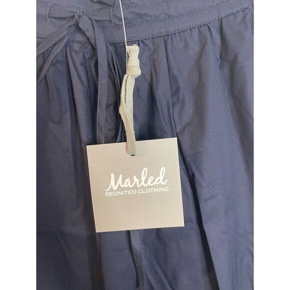 Marled Womens Navy Blue Pleated Midi Skirt With Elastic Waist & Drawstring S - Picture 7 of 13